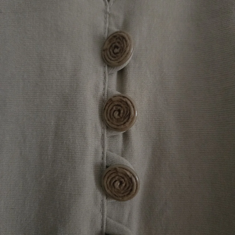 Designer Jean-Claude Poitras 90s Sleeveless Tan Button-Front Dress - Picture 6 of 11